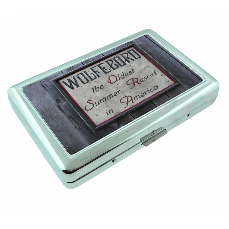 Vintage Poster D231 Silver Metal Cigarette Case Card Wallet Wolfeboro Resort
