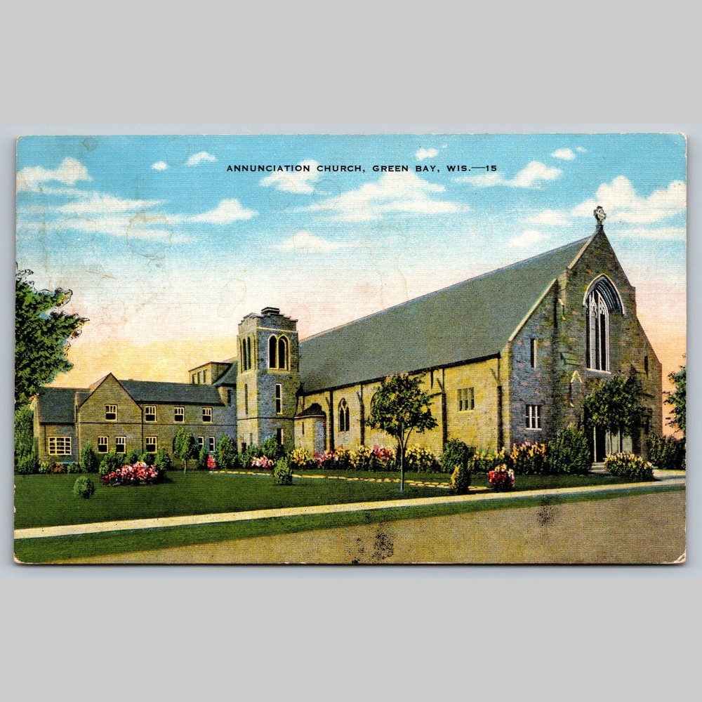 Postcard Annunciation Church Green Bay WI Architecture