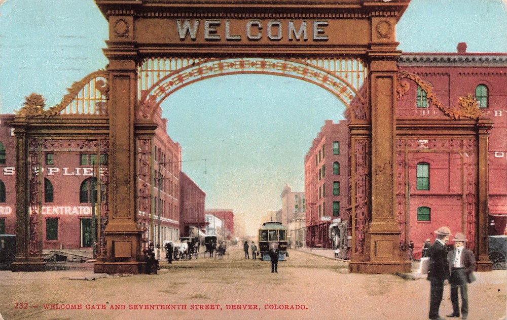 Denver Co Colorado Welcome Arch And 17Th Street 1910 Postcard 082625 U