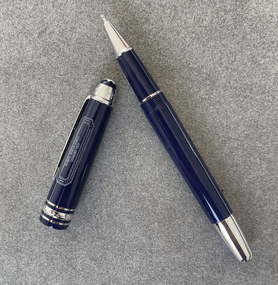 Deluxe Olympic Chamonix Resin Series Deep Blue+Silver Color 0.7mm Rollerball Pen