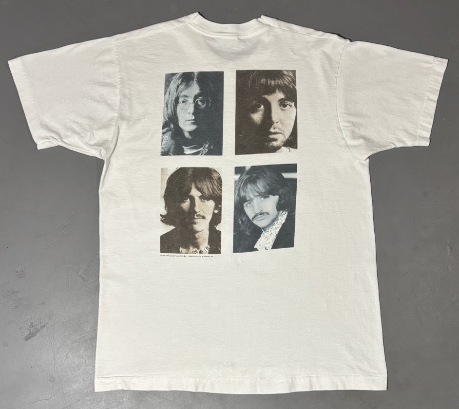 Vintage 90s The Beatles White Album Portrait t Shirt Size Large White