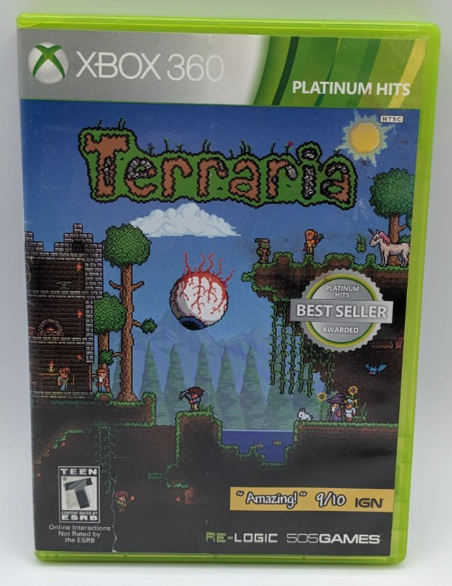 Terraria (Microsoft Xbox 360, 2014) TESTED WORKING Complete CIB