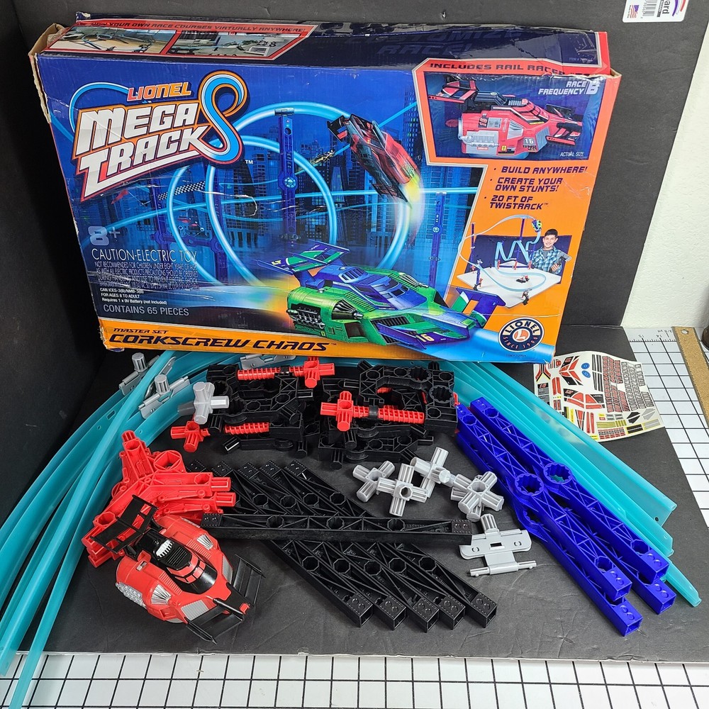 Lionel Mega Tracks Corkscrew Chaos Train Set with Red Car Pre-Owned