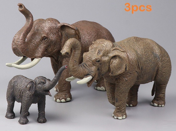 3pcs Elephant Animal Toy PVC Action Figure Doll Kids Toys Party Gifts