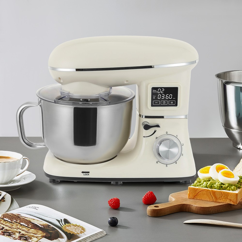 6.5Qt 7-Speed 1350W Commercial Electric Dough Mixer with Timer