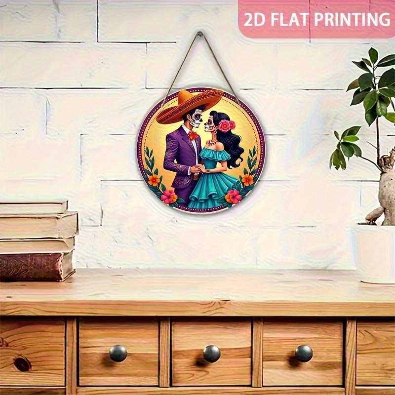 8x8 Mexican Fiesta Welcome Sign Round Acrylic Hanging Decor for Home Porch Wall