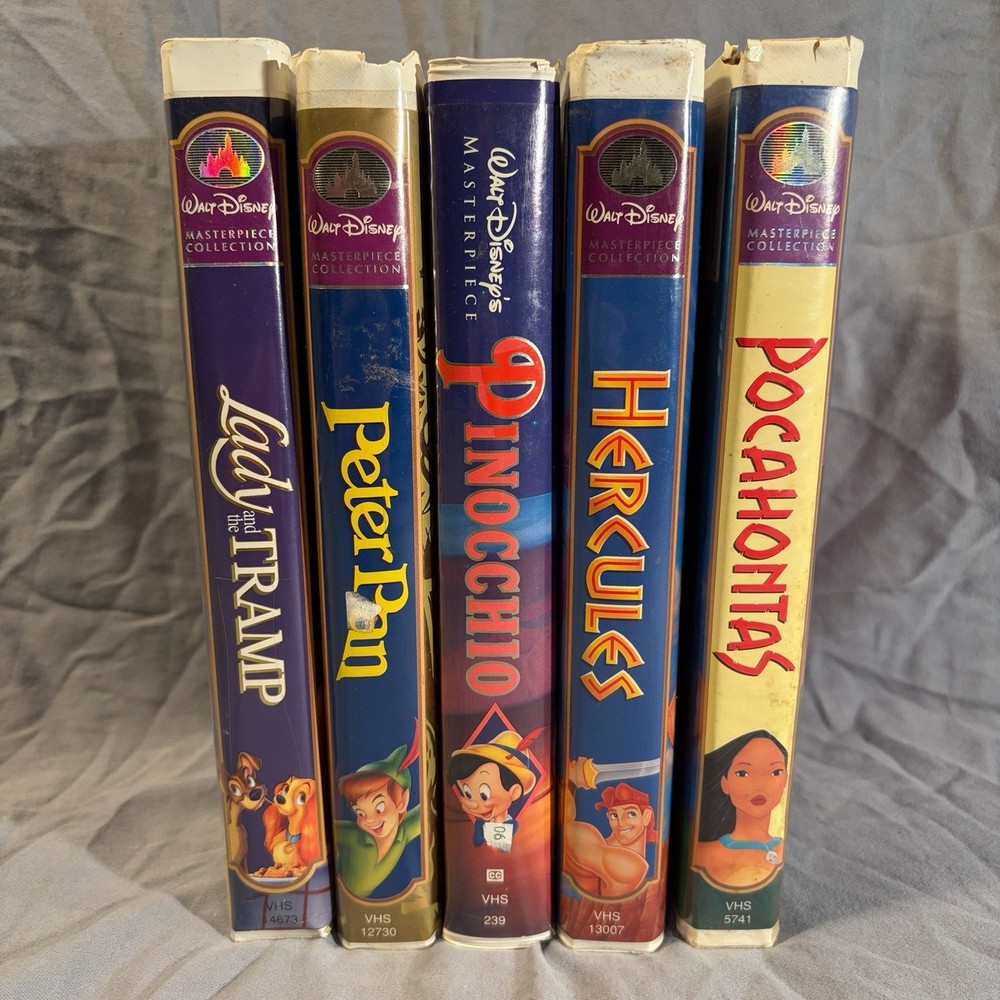 Walt Disney Masterpiece Collection Lot of 5 VHS Tapes Pinocchio Peter Pan