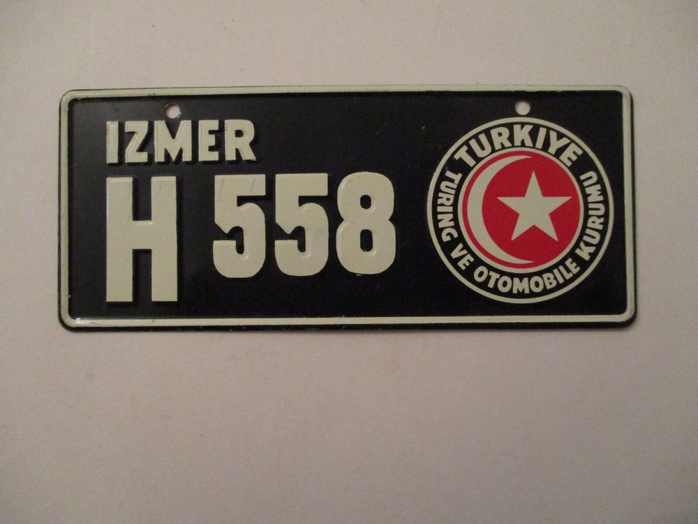 VTG IZMER H 558 TURKIYE Miniature Bike Pedal Car License Plate Approx. 2