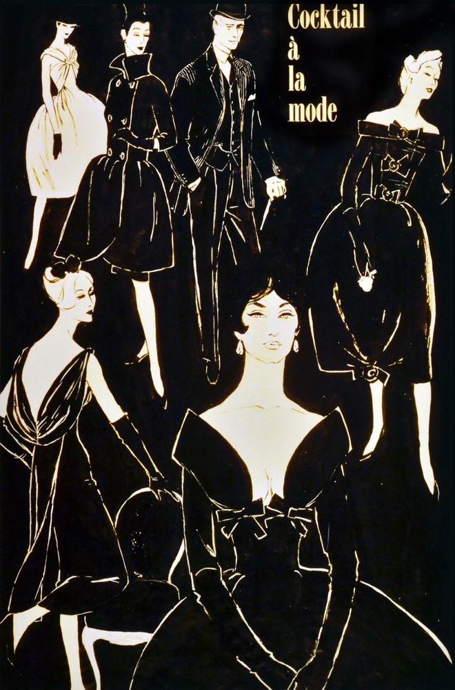 Decoration poster.Interior design Art.Retro fashion black Cocktail.6313