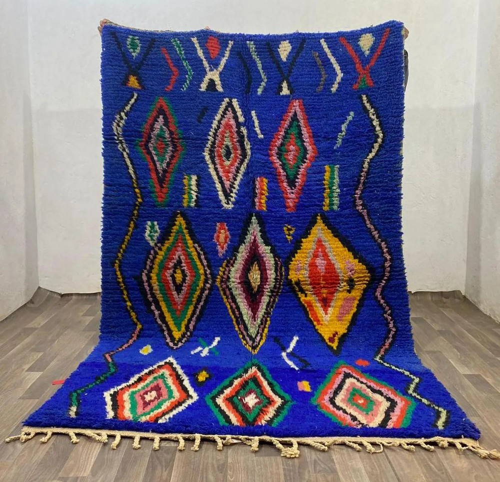 Handmade Wool Berber Rug: Colorful Moroccan Azilal Design