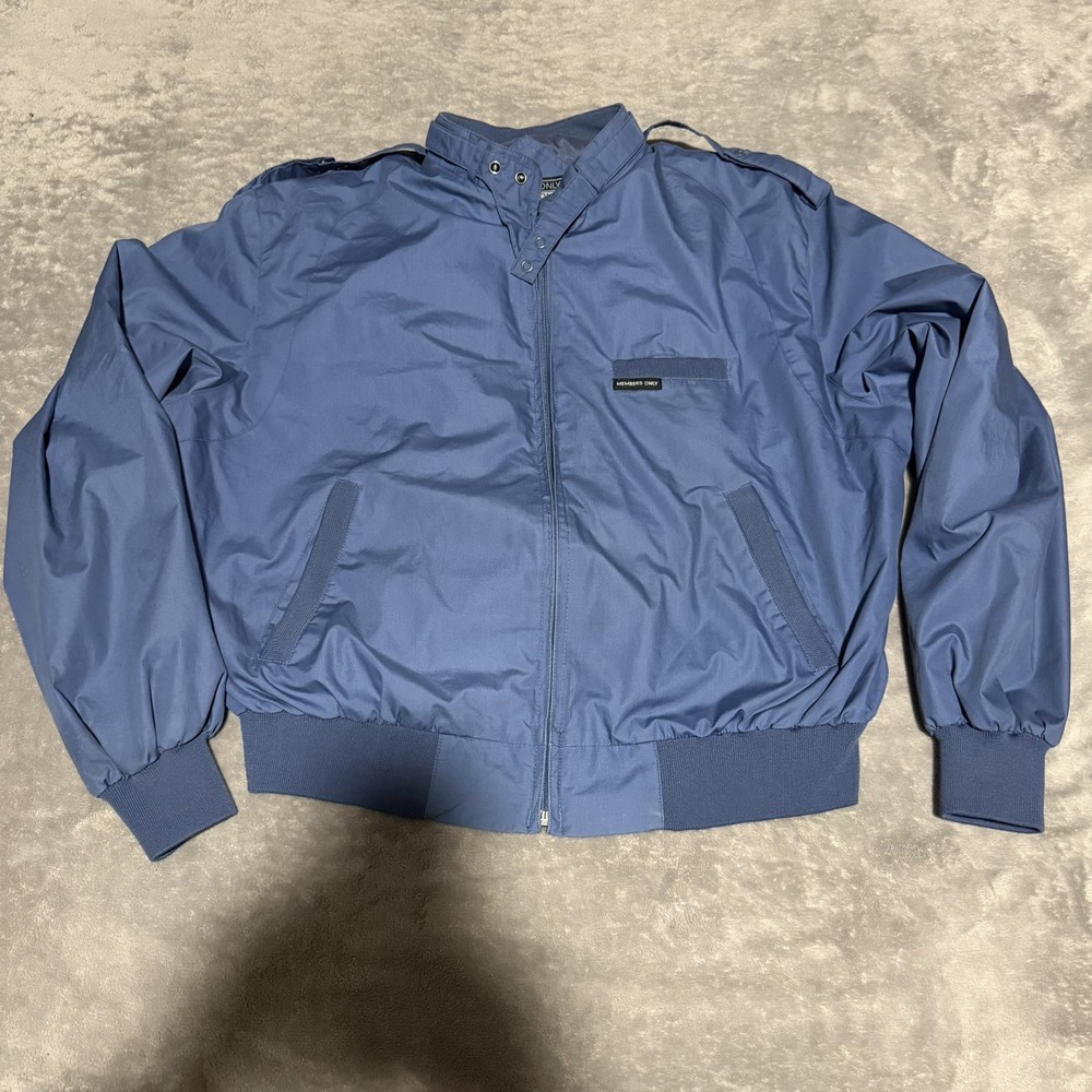 Vintage Members Only Jacket Mens 46 Full Zip Blue Bomber Windbreaker Classic 80s