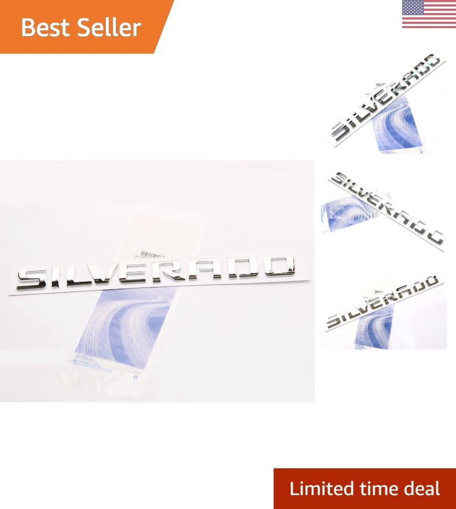 Weatherproof Chrome Nameplate Letter Badge with Strong Adhesive - Universal Fit