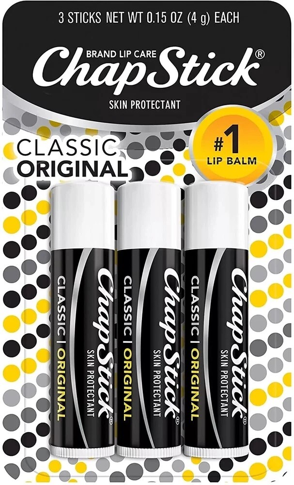 Classic Original Chapstick Lip Balm Tubes 3-Pack 0.15 Oz