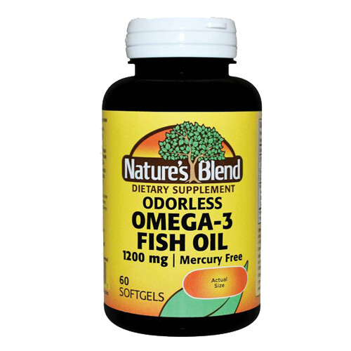 Odorless Omega-3 Fish Oil 1200 mg 60 Caps By Nature's Blend