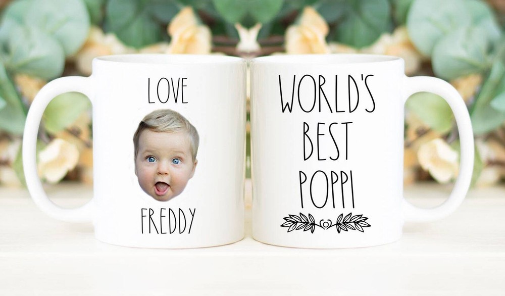 World's Best Poppi Coffee Mug Father's Day Gift Personalized With Photo Of Kids