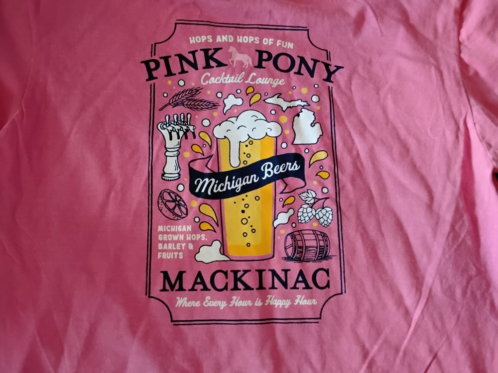 Mackinac Island Pink Pony Bar Local Beer T Shirt Lot Of 2 Mens Large Rare Unworn