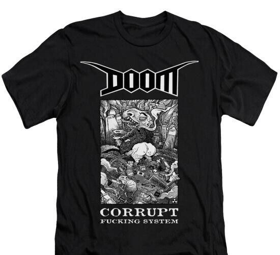 Doom - Corrupt fu*king system T-Shirt, Music Indie Rock Punk  Gothic Unisex tee