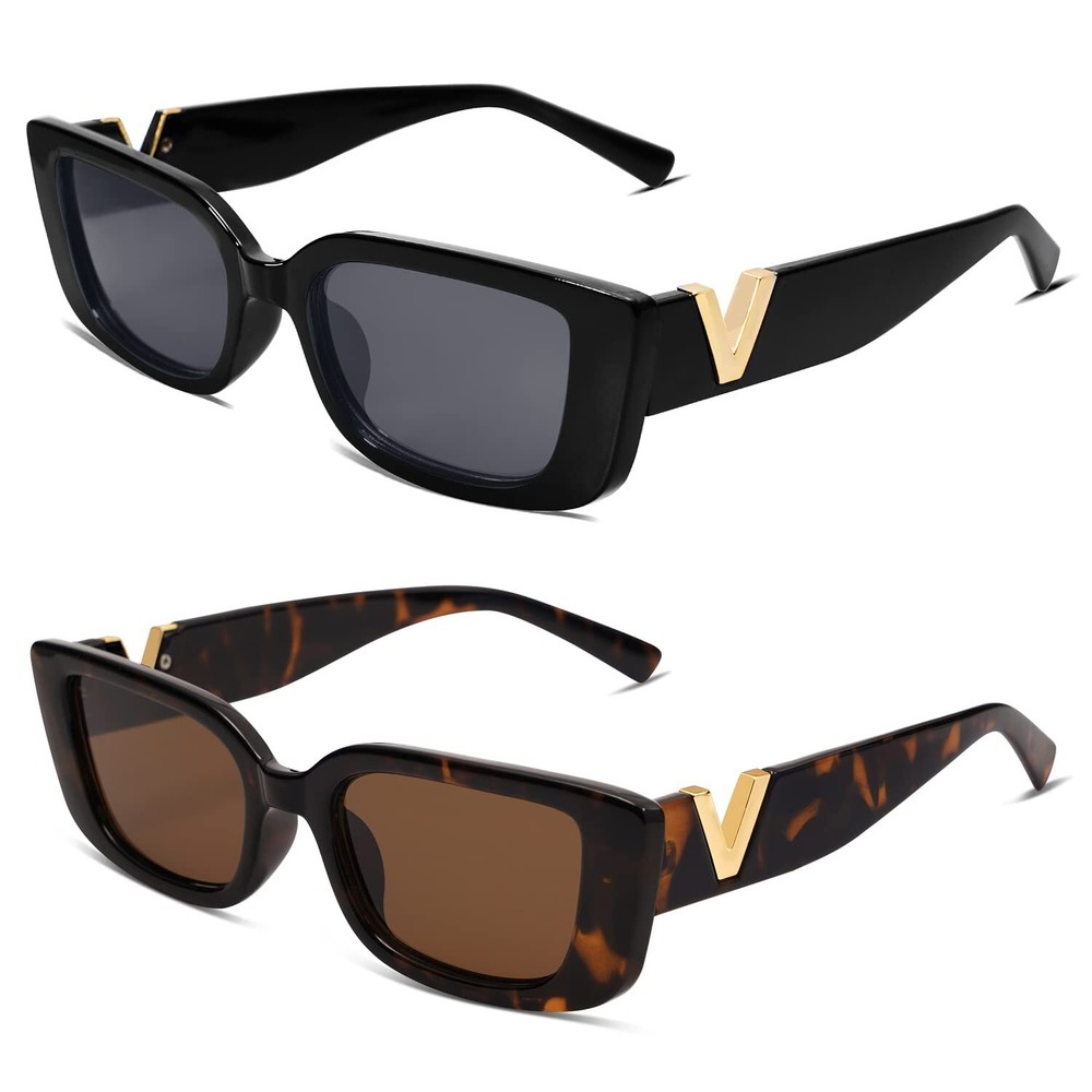 Rectangle Cat Eye Thin Sunglasses for Women 90s Trendy Y2K Aesthetic Vintage ...