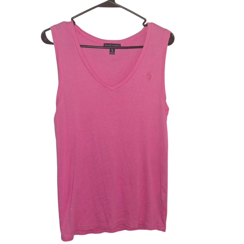 Ralph Lauren Sport Women's Sleeveless Pink V-Neck T-Shirt XL