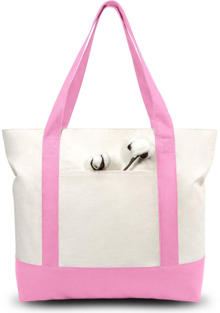 Stylish Canvas Tote Bag with an External Pocket, Top Zipper Closure, Daily Es...
