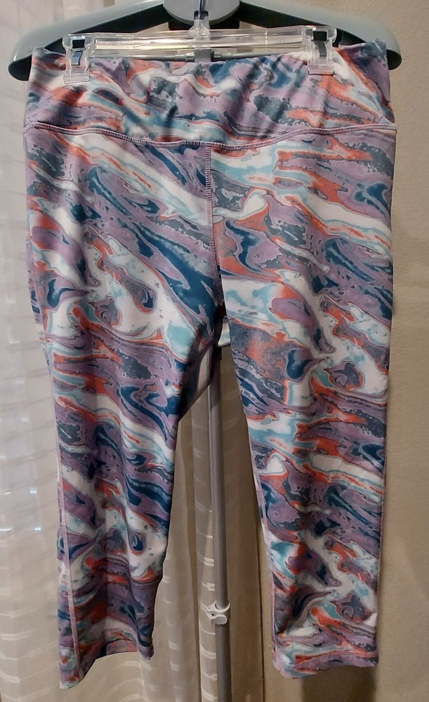 Pro Player Yoga Athletic Pants Women's Large Blue Purple Marbled Hidden Pocket