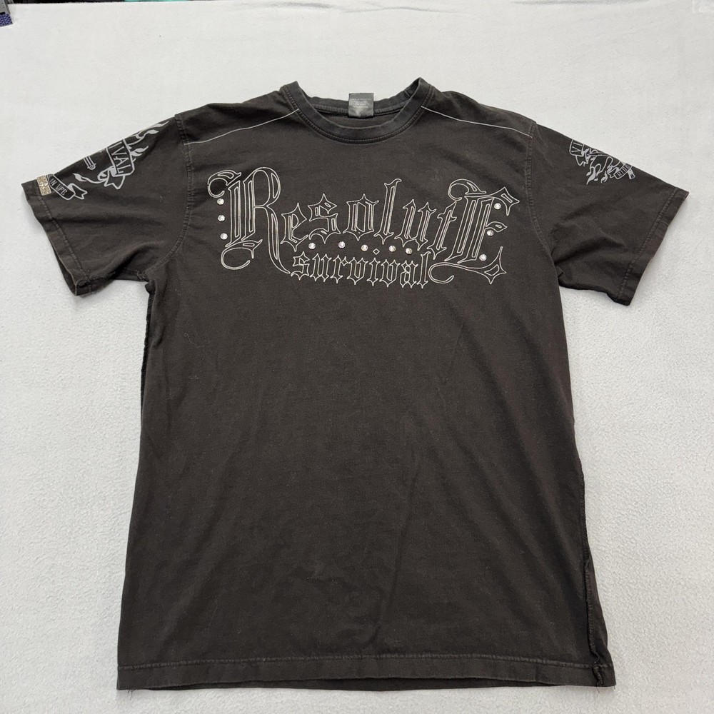 Blac Label Resolute Survival Shirt Mens 3XL Black Gothic Studded Graphic Tee