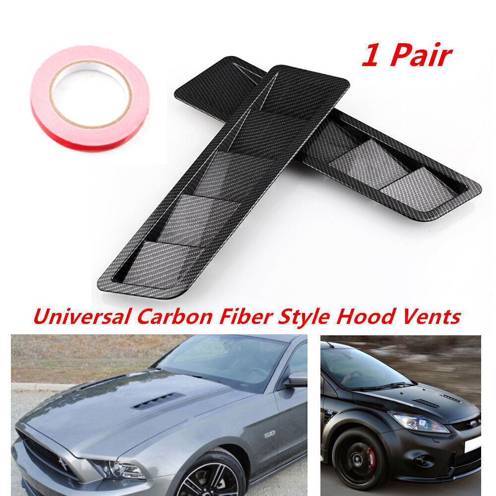 2PCS Carbon Fiber Style ABS Hood Vent Louvers for Enhanced Cooling