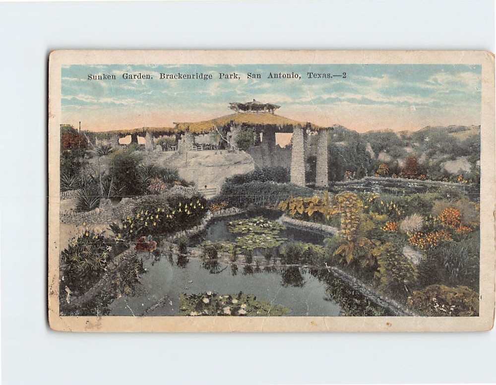 Postcard Sunken Garden Brackenridge Park San Antonio Texas USA