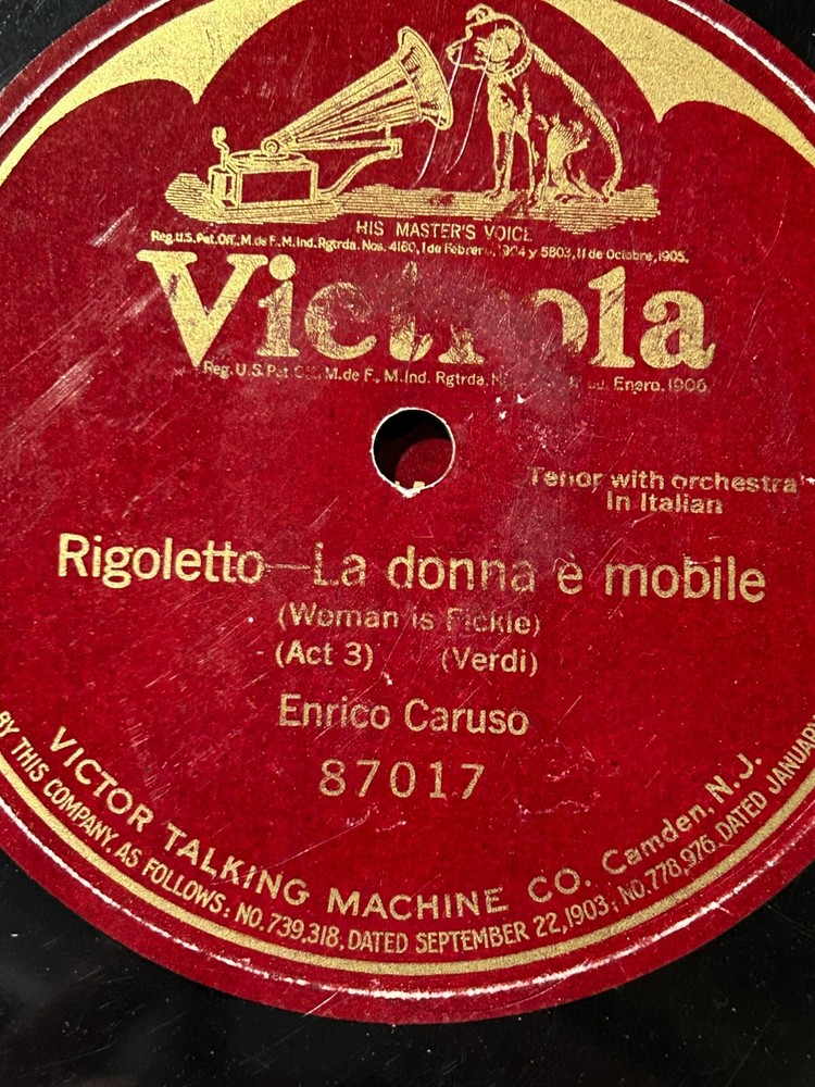 Enrico Caruso - Rare Italian Rigoletto Woman is Fickle  - Victrola Batwing 78
