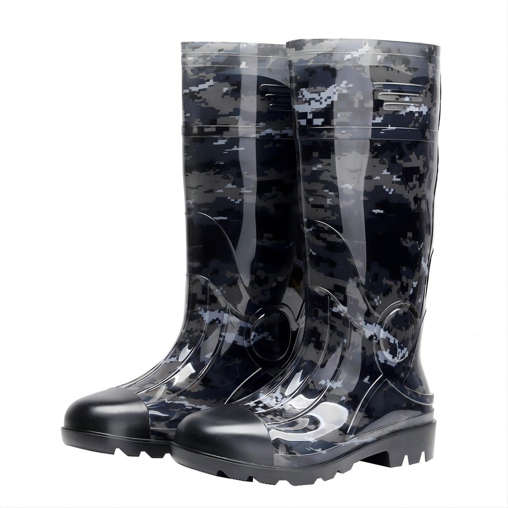 Men's Knee-High Waterproof Camo Rubber Rain Boots for Gardening