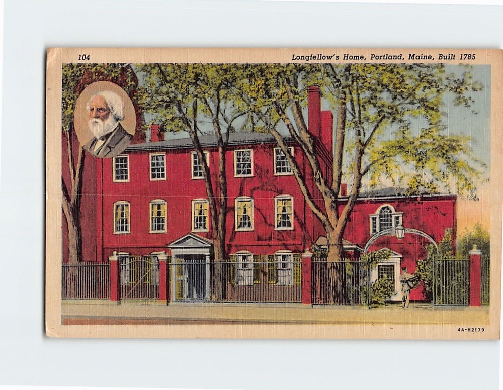 Postcard Longfellows Home Portland Maine USA
