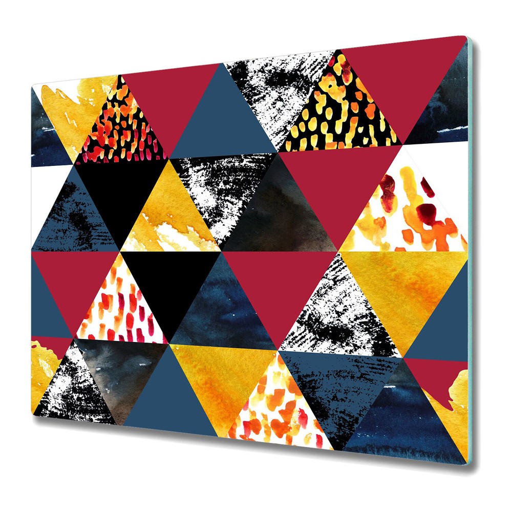 Glass Chopping Cutting Board Autumn inspired Watercolour blue and orange 60x52