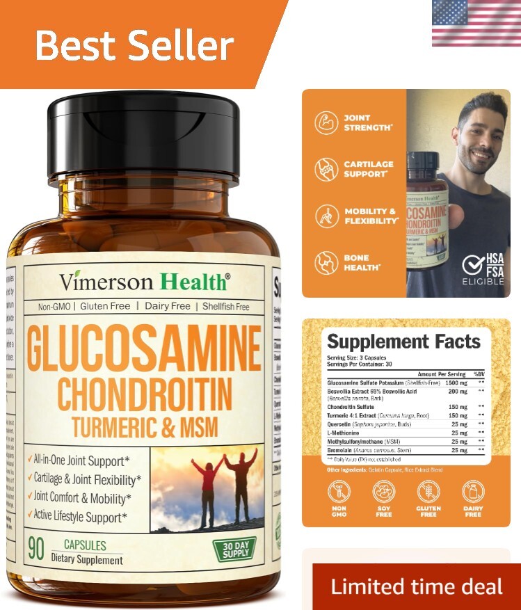 Joint Comfort & Flexibility Support with Glucosamine, MSM, & Chondroitin 90 Caps