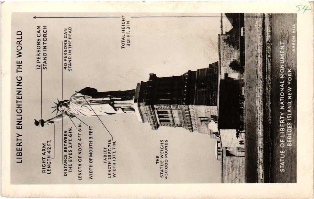 Vintage 1900s RPPC Postcard Statue of Liberty National Monument Bedloe's Island