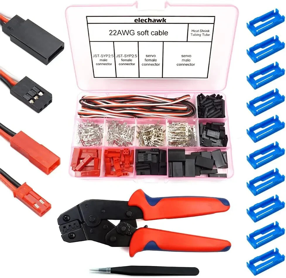 55 Pcs Sets Servo Plug Male Female Connector Crimp Pin Cable Kit Crimping Tool