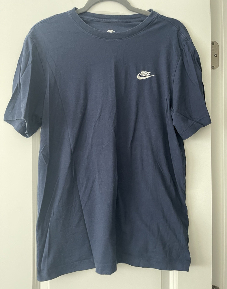 Nike The Nike Tee Men’s Blue Solid Crew Neck Short Sleeve Logo T-Shirt Size M