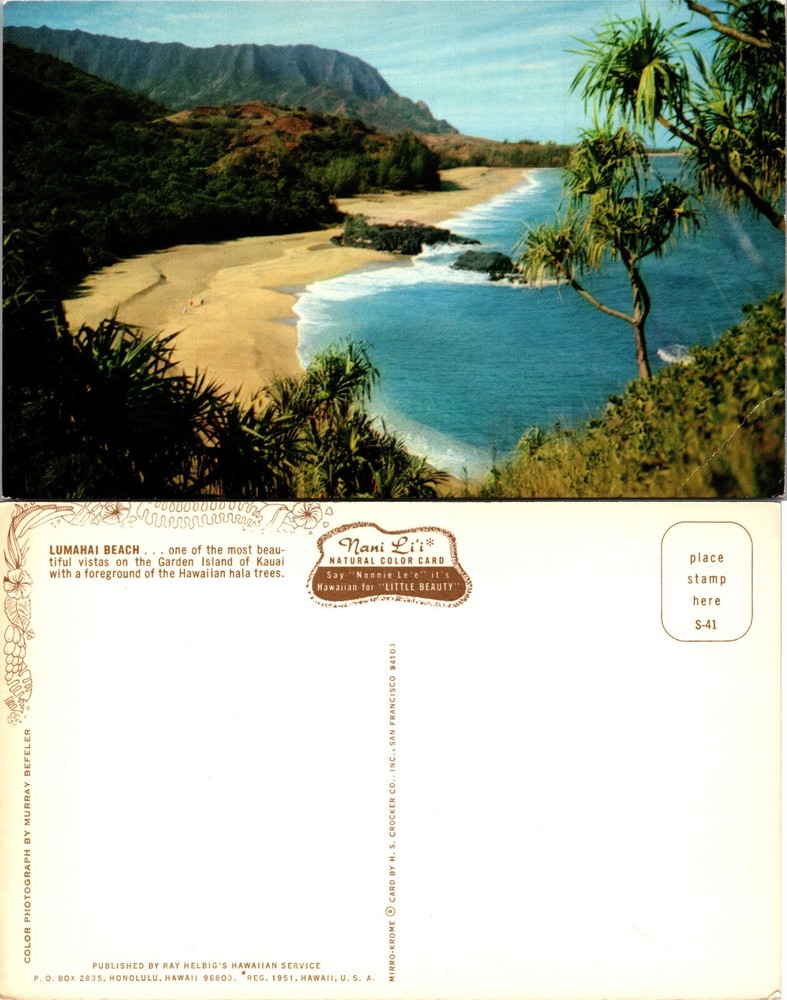 Lumahai Beach Kauai Hawaii HI Postcard
