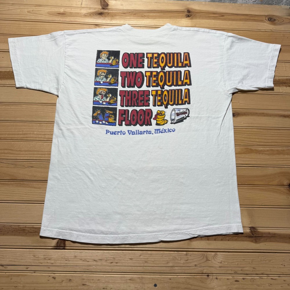 Vintage 90s Squirmin Herman's Tequila Puerto Vallarta Mexico Graphic T-Shirt XL