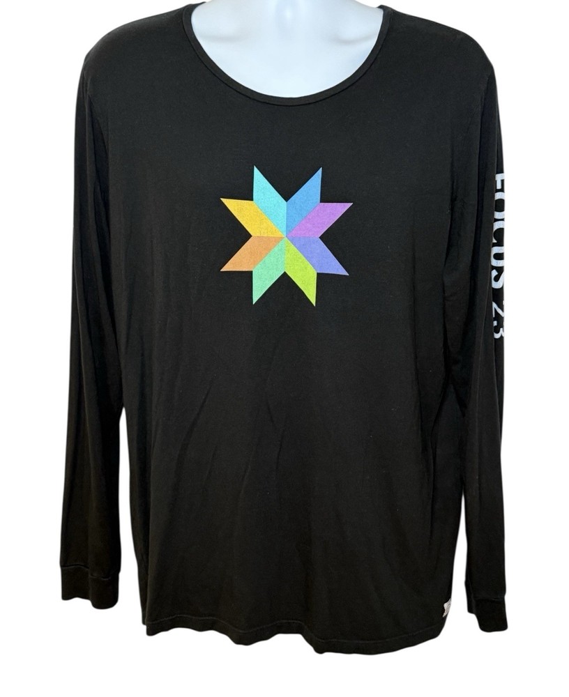 Marine Layer Black T-Shirt Men’s Large Graphic Print Crew Neck Long Sleeve