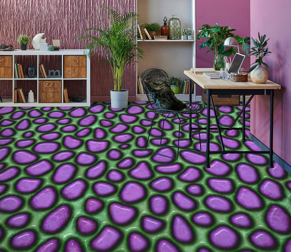 3D Purple Stone SKE1577 Epoxy Floor Wallpaper Print Decal for Home Decor