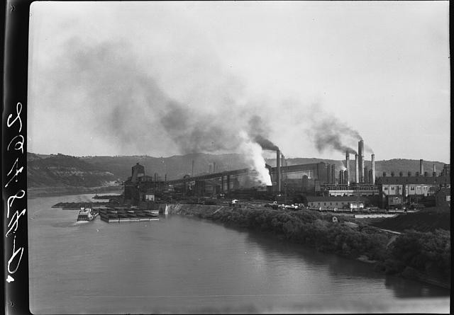 Photo:Clairton Pennsylvania 1938 Steel Plant Monongahela River