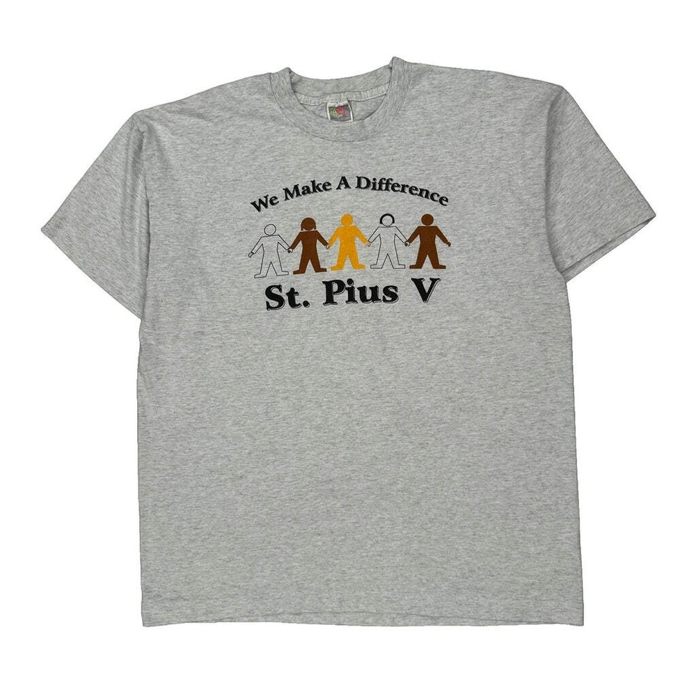 St. Pius V Fruit Of The Loom Single Stitch T-Shirt - XL Gray Cotton Blend