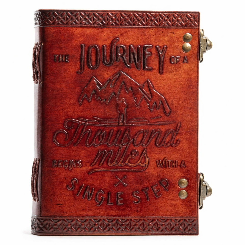 Handmade Leather Journal Vintage 7x5 Diary 200 Pages Blank Double Lock