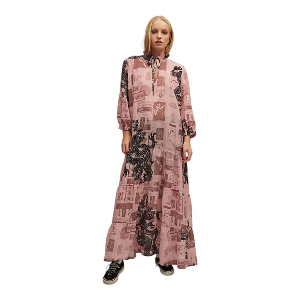 New Girl Order Pink Graphic Print Dragon Fantasy Maxi Dress US Size 4