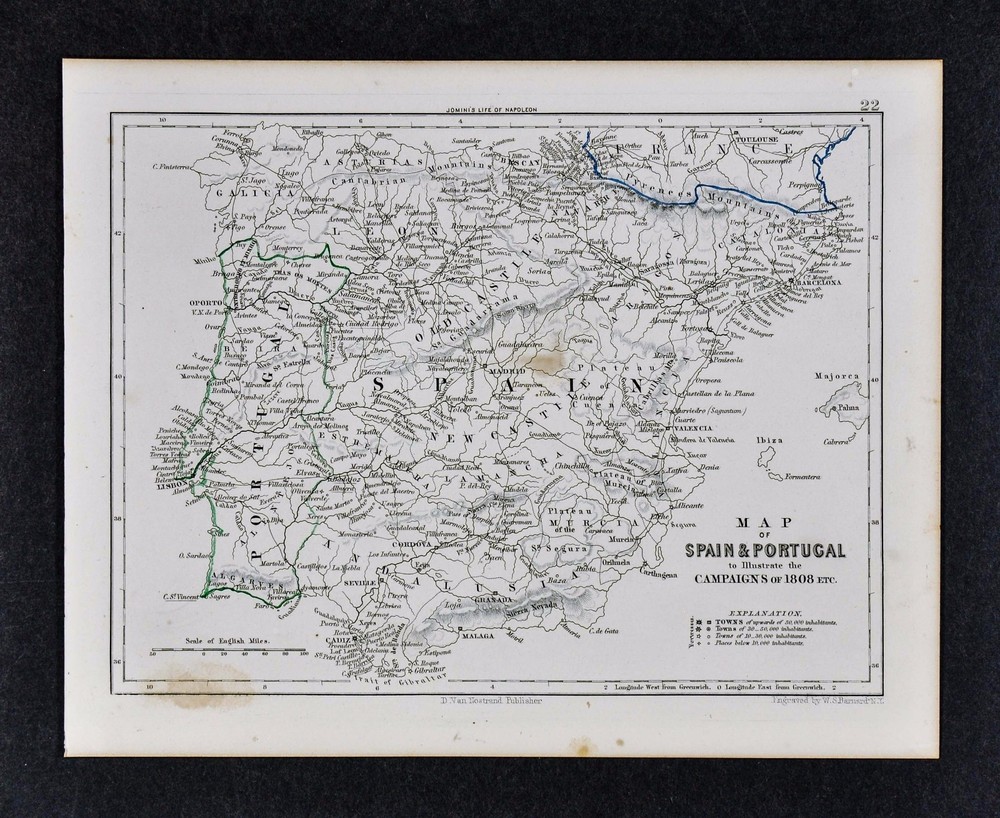 1864 Jomini Napoleon Military Map - Spain Portugal 1808 Campaigns Madrid Lisbon
