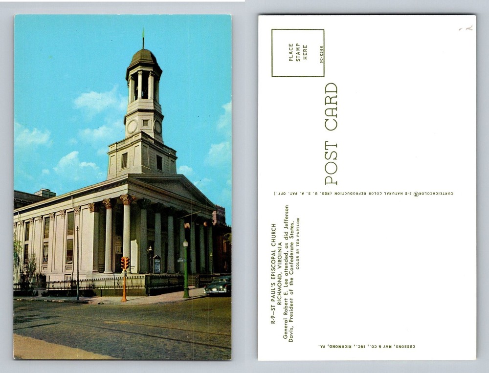 Richmond, VA-Virginia, St Paul’s Episcopal Church Landmark Vintage Postcard