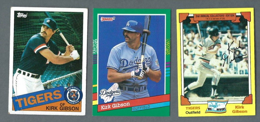 Kirk Gibson Lot ⚾ 3 Sharp Baseball Cards 80's/90's ⚾ Tigers & Dodgers