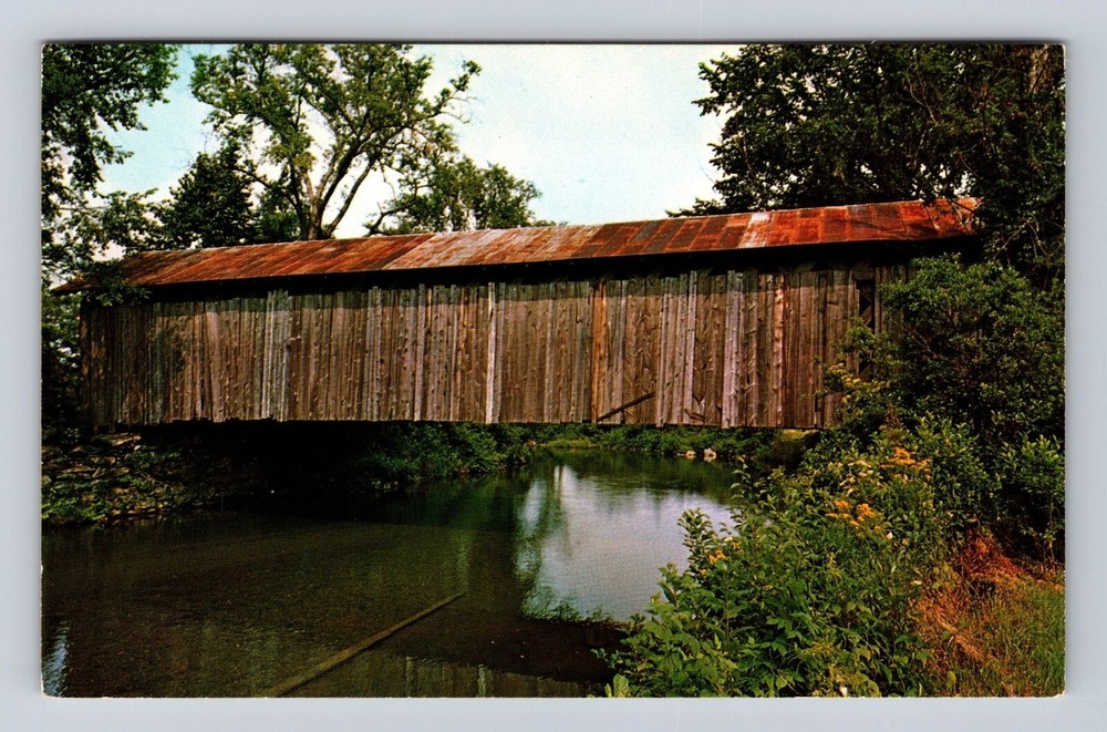 East Berkshire VT-Vermont, Covered Bridge Over Trout River, Vintage Postcard