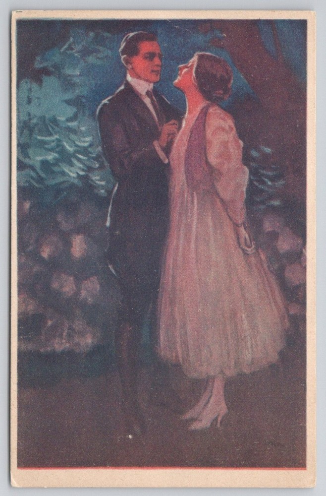 Vintage Italian Art Postcard Romantic Couple Am. Exp. Forces WWI Era