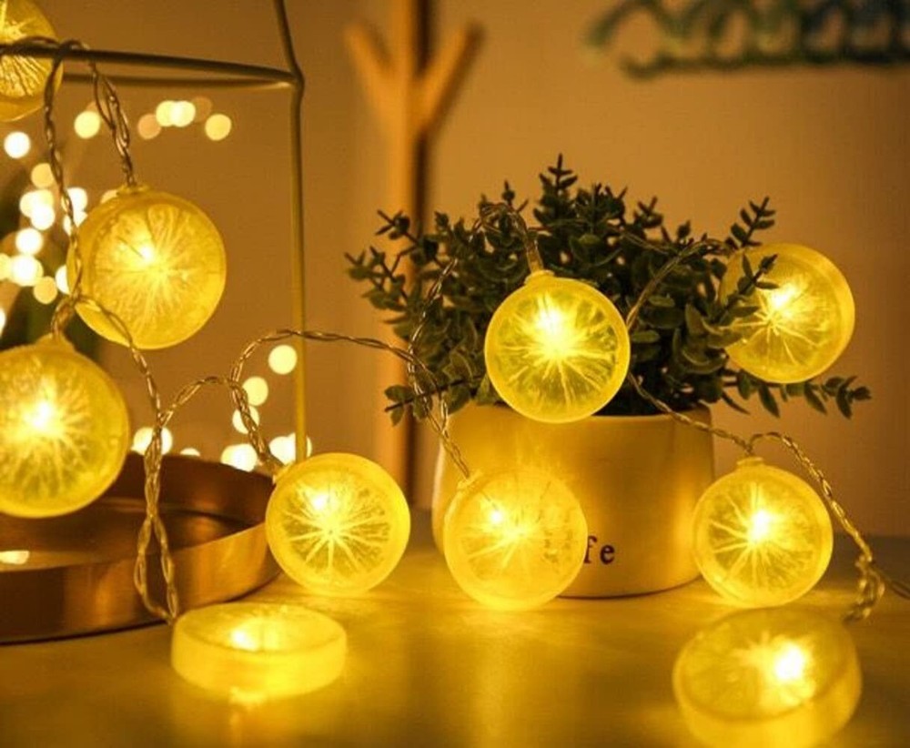 Lemon String Lights Merdeco 10ft 20 LED Plug in Lemon String Lights Warm Whit...
